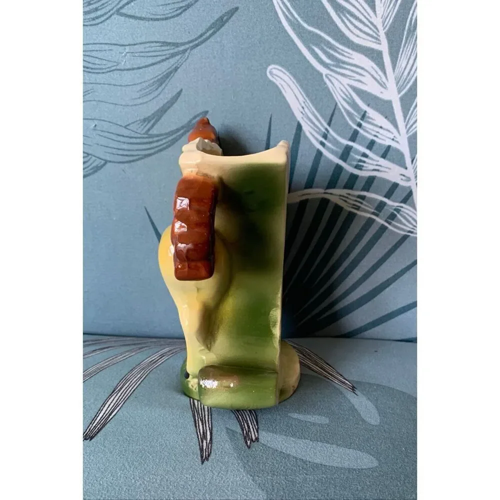 Horse Planter Vase Ceramic Yellow Vintage MCM Retro Art Deco